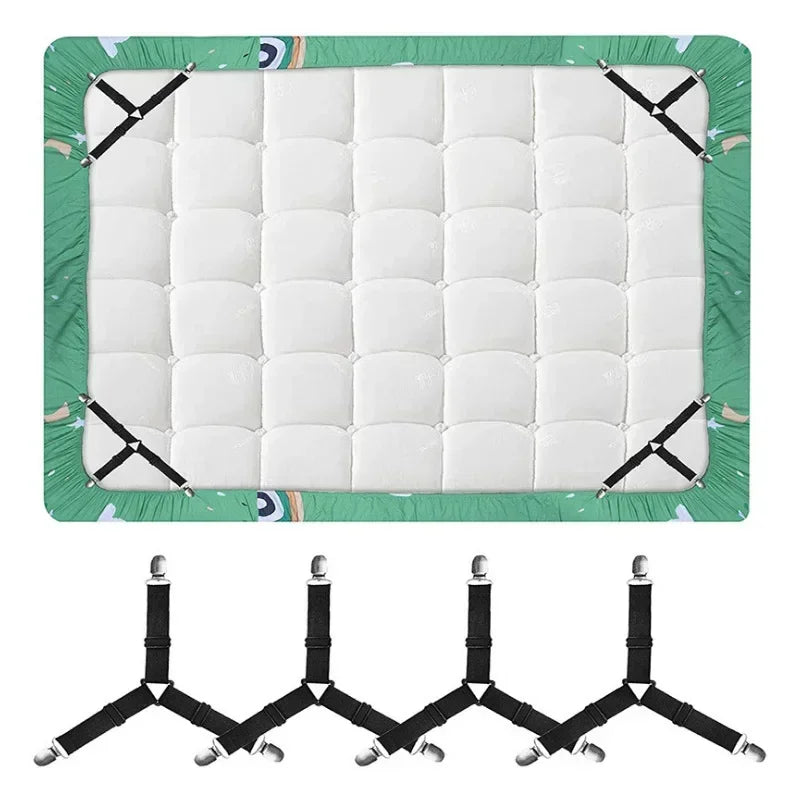 4PCS Triangle Bed Sheet Holders USA Adjustable Fitted Sheet Clips & Mattress Gripper Suspenders for Bed Covers and Mattresses