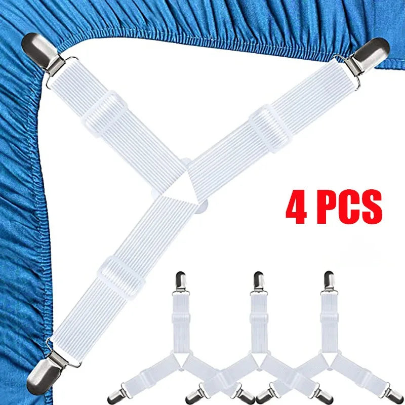 4PCS Triangle Bed Sheet Holders USA Adjustable Fitted Sheet Clips & Mattress Gripper Suspenders for Bed Covers and Mattresses