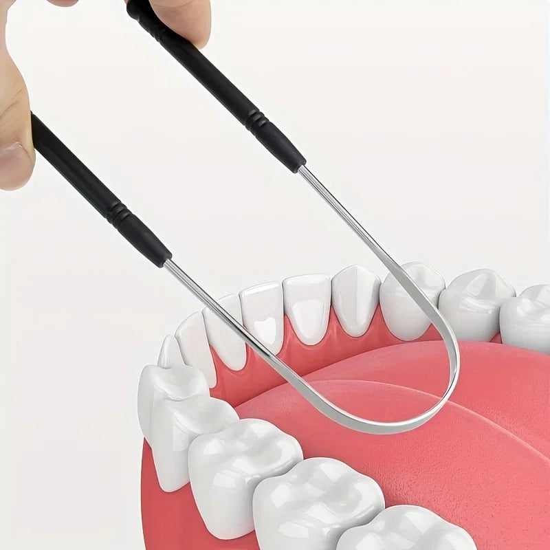 Stainless Steel U-Shaped Tongue Scraper USA Adult Portable Easy-to-Clean Oral Hygiene Tool for Removing Bacteria & Plaque