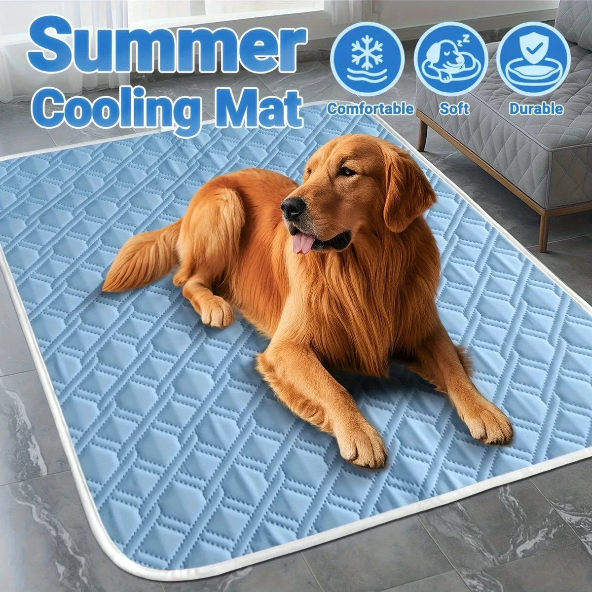 1PCS New Upgraded Ice Cooling Pet Mat Canada Washable Breathable Pet Cooling Pad for Dogs All-Season Use