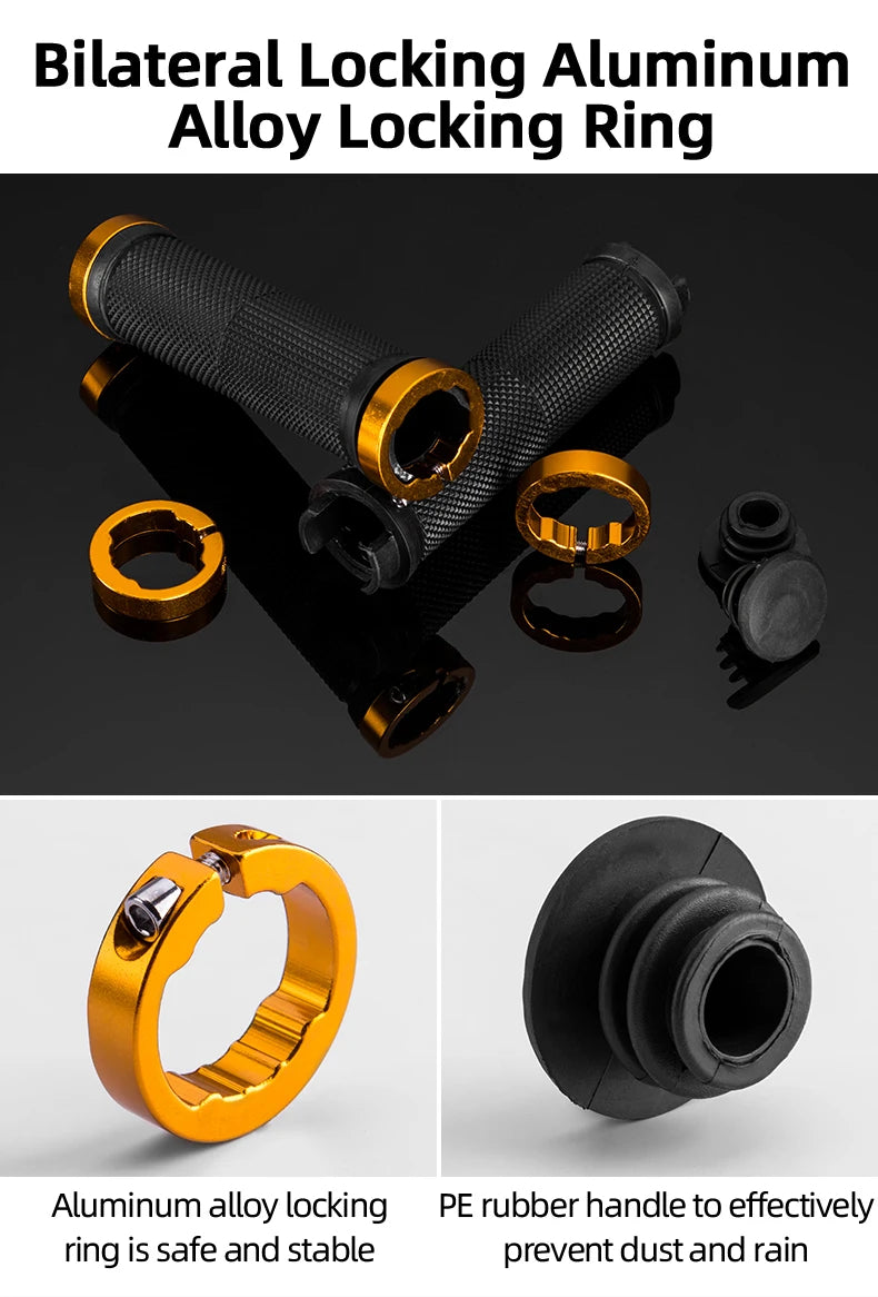 Bicycle Handlebar Grips USA Rubber Bilateral Lock-On Non-Slip MTB Mountain Bike Grips, Cycling Bike Accessories