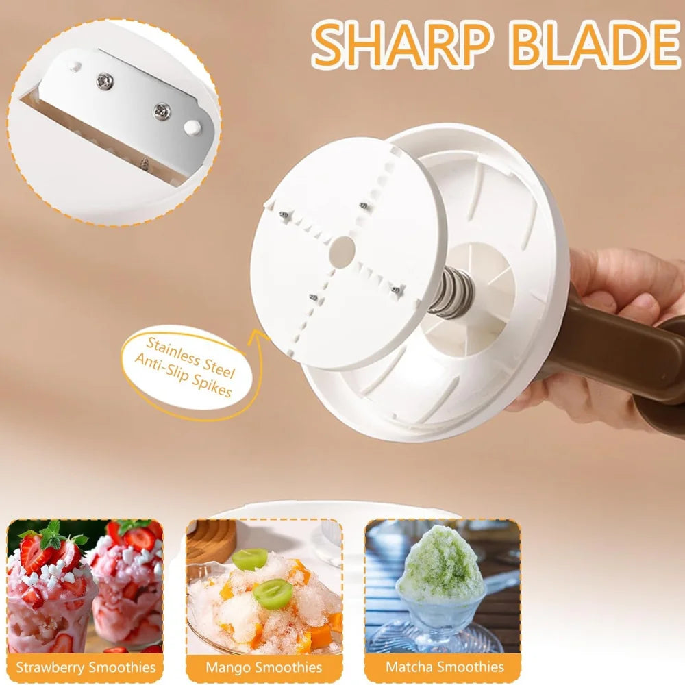 Shaved Ice Machine Snow Cone Machine Manual Portable Ice Crusher and Shaved Ice Machine BPA Free for Home Kitchen and Picnic