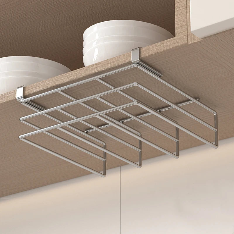 Under-Cabinet Cutting Board Organizer USA Stainless Steel Hanging Chopping Board & Pot Lid Storage Rack Kitchenware Holder