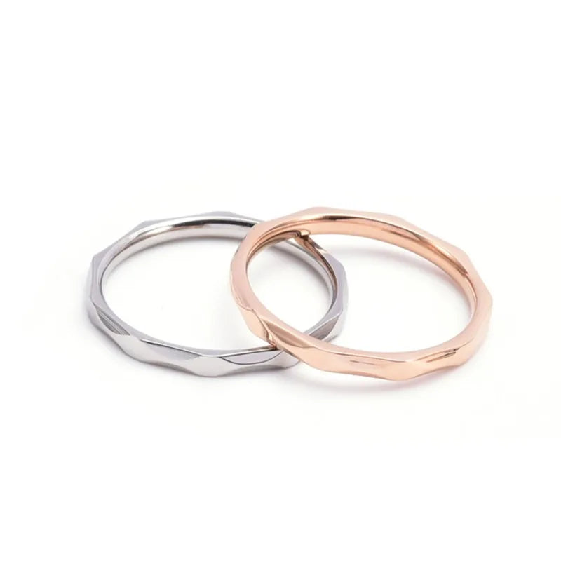 2mm Thin Stainless Steel Multi-Faceted Stackable Ring Canada Wedding Band for Women & Girls Size 4-10