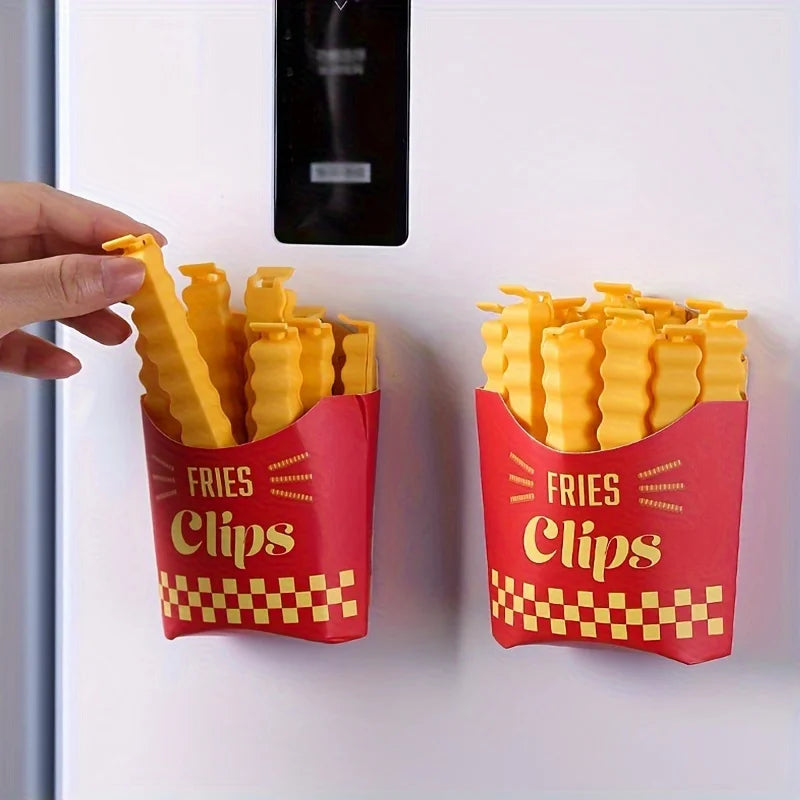 12PCS French Fry Shaped USA Sealing Clip - For Snack Sealing, Food Clips, Plastic Bag Seasoning Sealing Strips