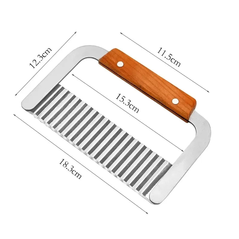 Stainless Steel Potato Chip Slicer Dough Vegetable Fruit Crinkle Wavy Slicer Knife Potato Cutter Chopper French Fry Maker Tools
