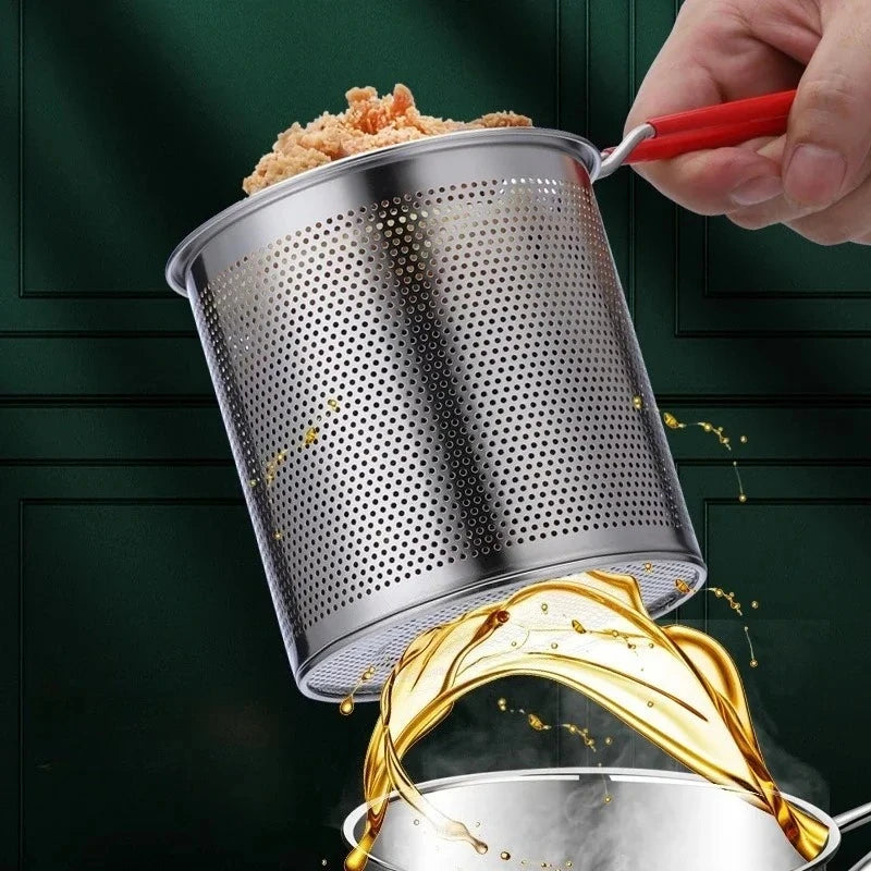 Stainless Steel Deep USA Fryer with Basket Cool Touch Handle Anti Slip Base for Home Commercial Tempura Chicken Frying