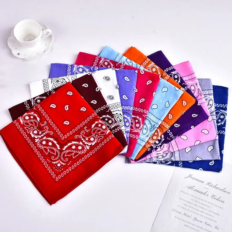 10pcs  Fashion Hip Hop 100% Cotton USA Bandana Square Scarf 55cm*55cm Paisley Headband Printed For Women/Men/Boys/Girls