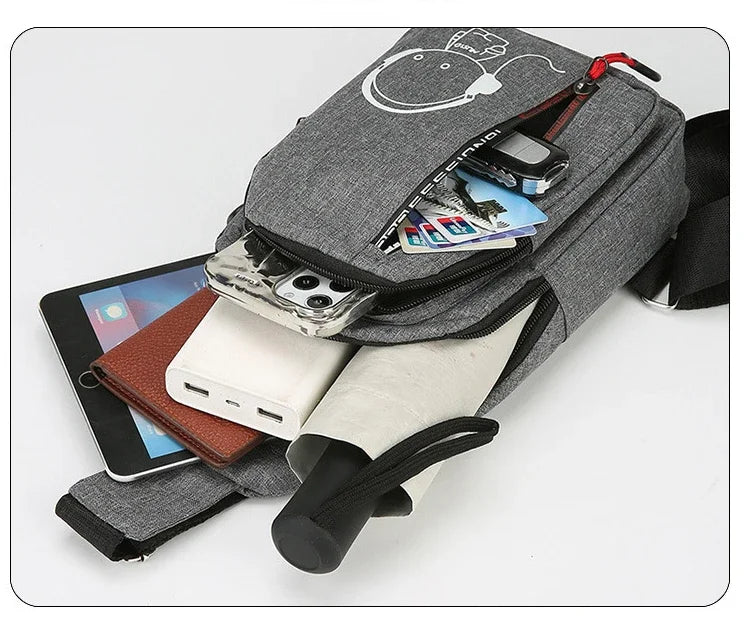New Casual Fashion Chest Bag USA Men’s Shoulder Crossbody Bag Korean Cycling Backpack Trendy Portable Hand Bag for Men
