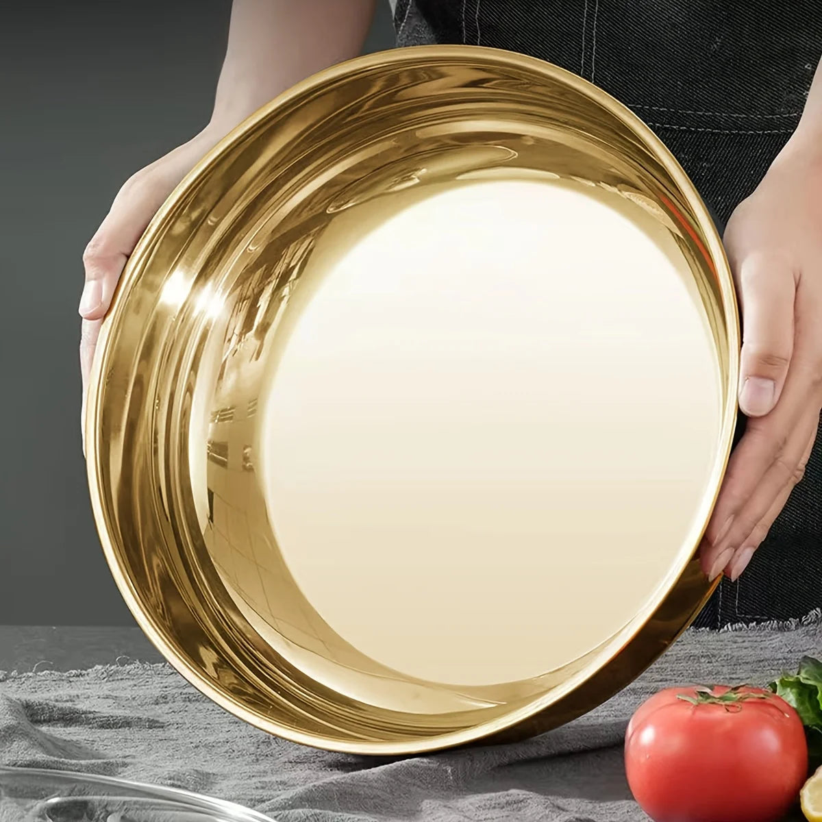 Golden Stainless Steel Mixing Bowl Canada Corrosion-Resistant Bowl for Kneading Dough, Eating Noodles & Washing Vegetables