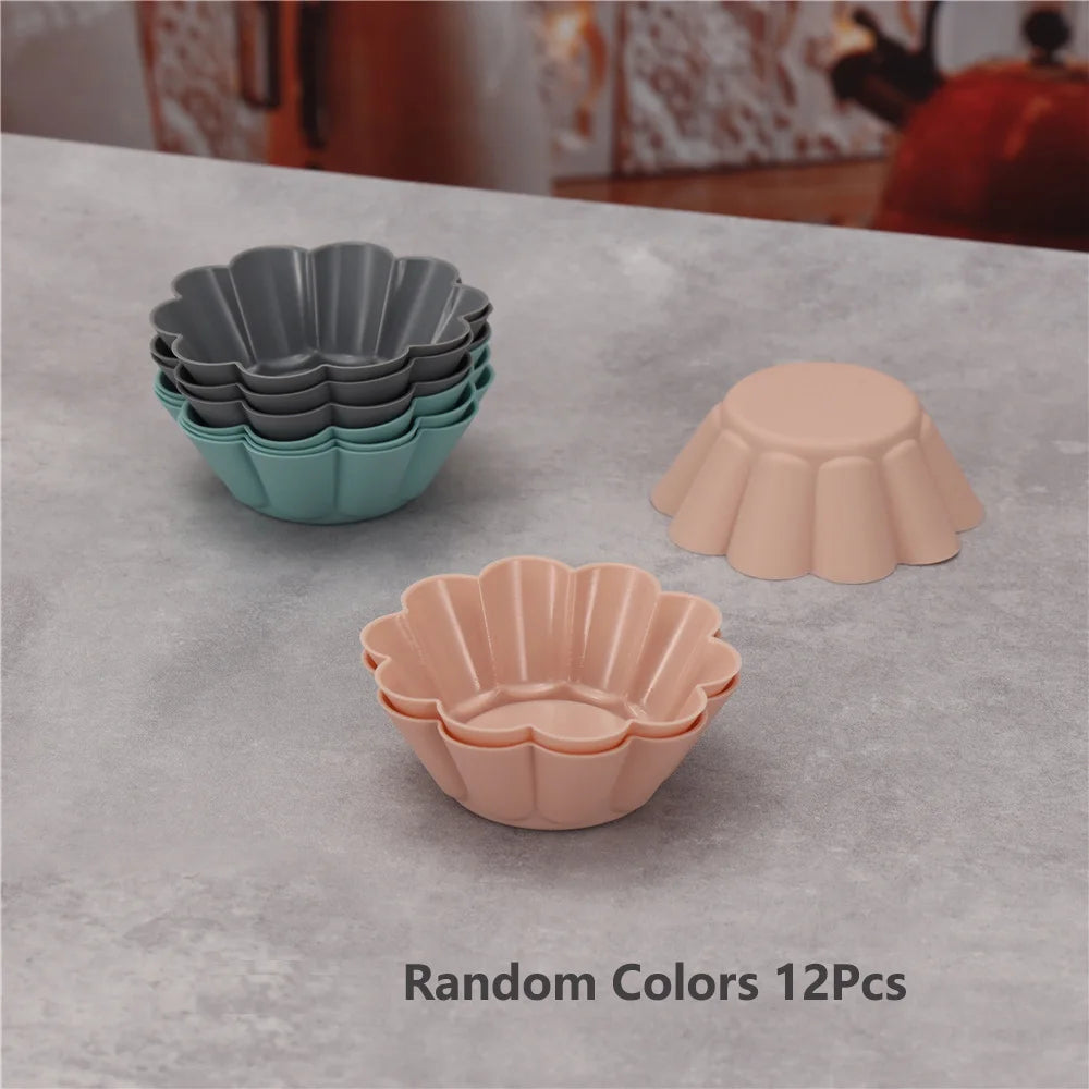12PCS Silicone Cake Mold Set USA Round Muffin & Cupcake Baking Molds for Kitchen Cooking, DIY Cake Decorating & Bakeware Tools