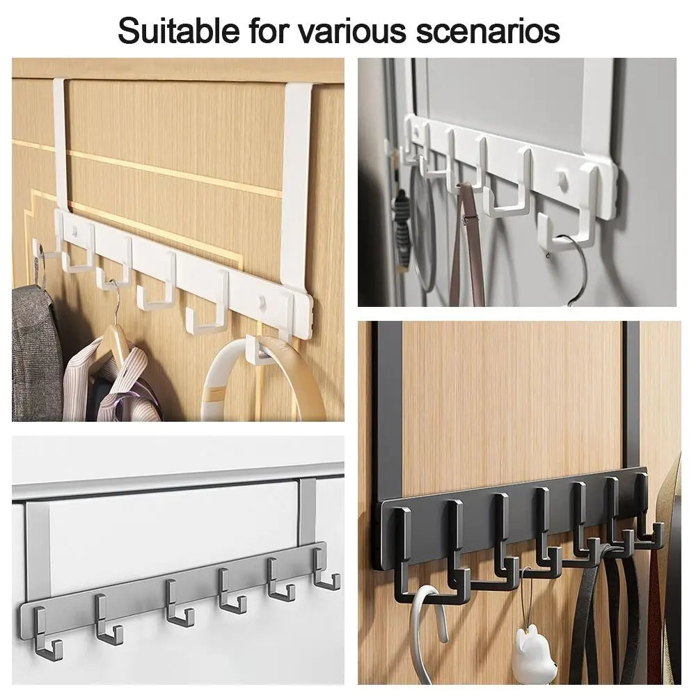 6-Hook Over-the-Door Hanger USA Clothes Coat Hat Towel Organizer Rack for Home Bathroom Kitchen Accessories Holder