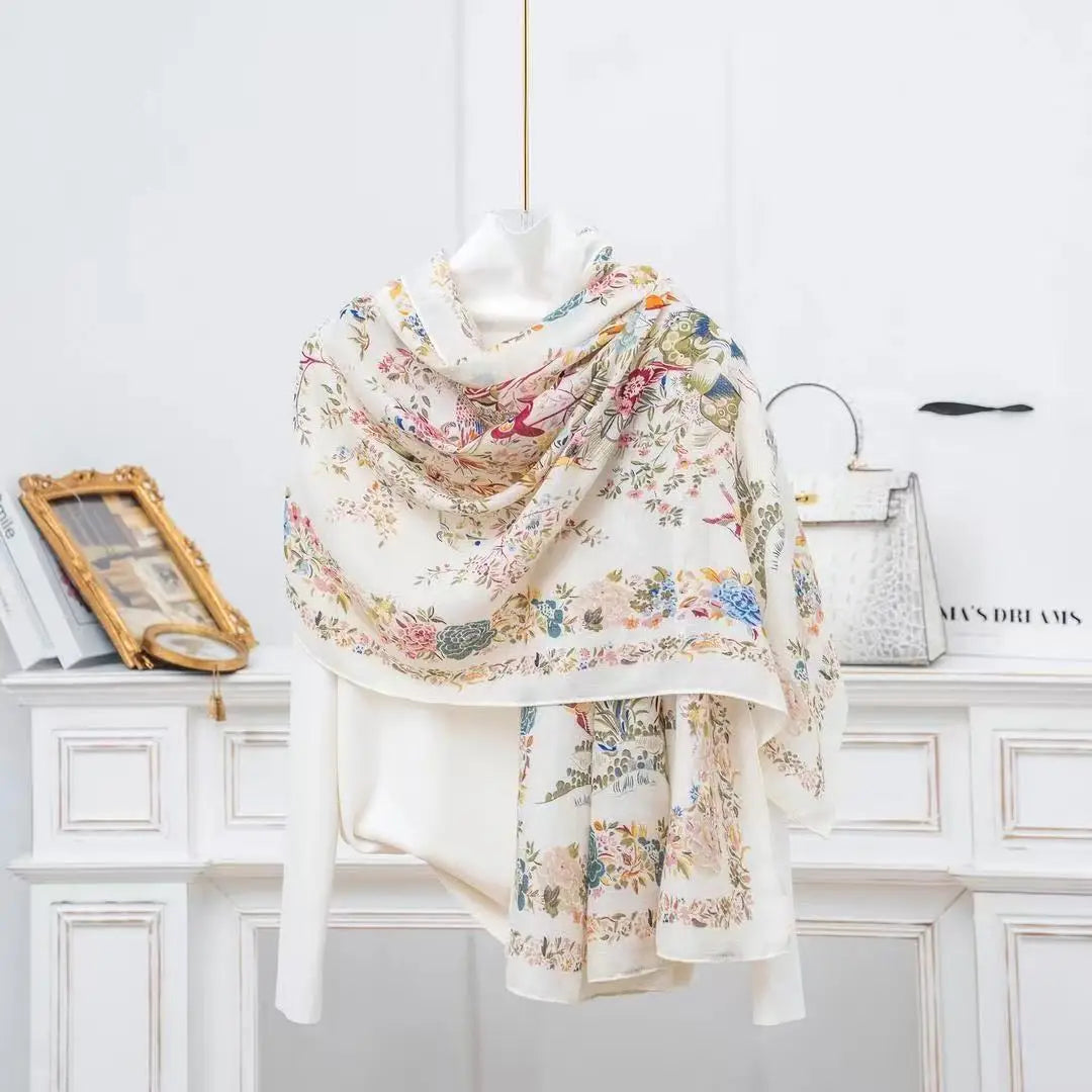Chunqiu Retro Cotton Linen Scarf for Women Canada Summer UV Protection Shawl Long Ethnic Style Travel Accessory