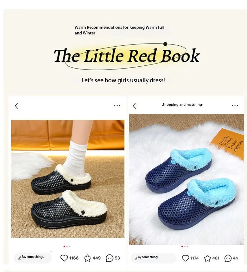Winter Couple Fuzzy Slippers USA Women & Men Warm Fur-Lined Mule House Shoes for Indoor & Outdoor Use, Cozy Non-Slip Soft Slippers