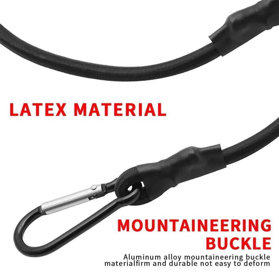 Thick USA Elastic Bungee Cords with Metal Carabiner Hooks, Stretch Ropes for Bike, Car Luggage & Roof Rack Ca