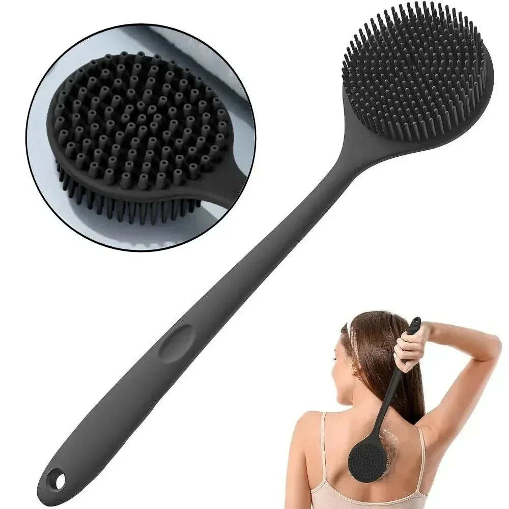 Soft Back Scrubber Brush USA Silicone Skin Massager Bath Shower Scrubbing Brush with Handle Body Wash Exfoliating Bath Supply