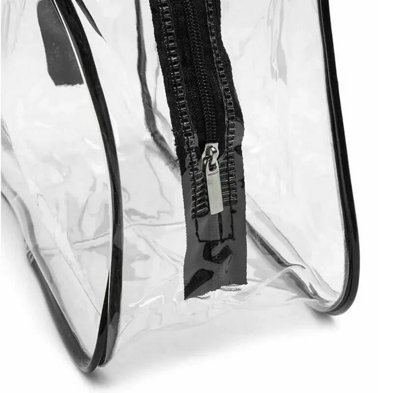Clear Stadium Approved Tote Bag USA Transparent Small Handbag for Travel, Concerts, Toiletries & Cosmetics Storage PVC Bag