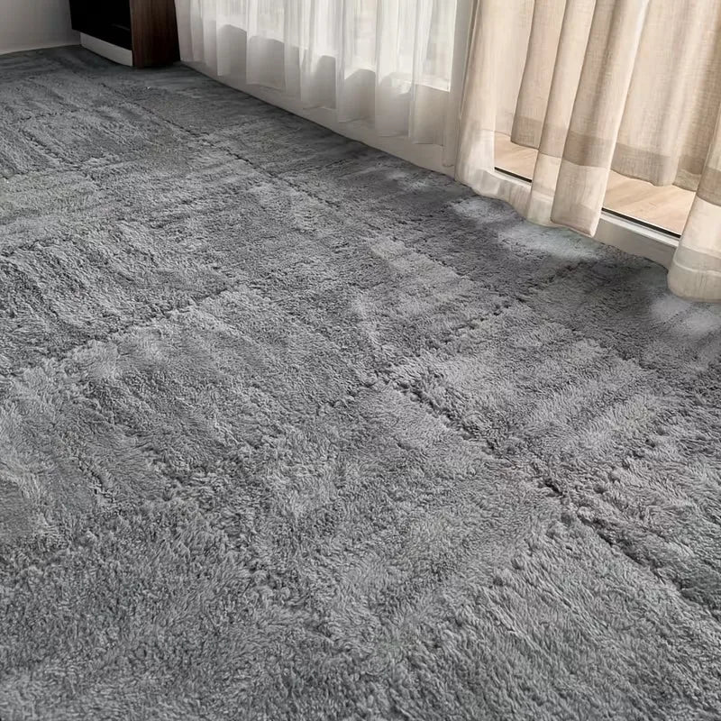 Modern Minimalist Plush Square Floor Mat USA Non-Slip BPA-Free Washable Rug for Living Room, Bedroom & Office Decor