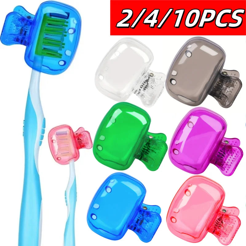 10pcs USA Travel Toothbrush Head Covers Toothbrush Protector Cap Brush Pod Case Protective Portable Plastic Clip for Household