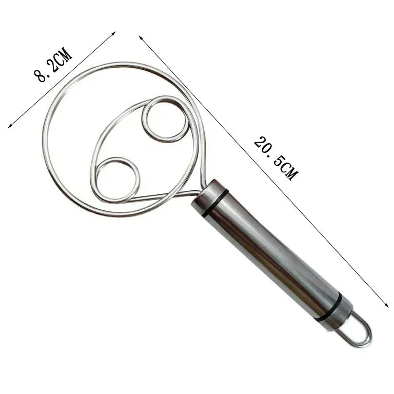 USA Cake Tools Danish Dough Whisk Stainless Steel Dutch Bread Dough Hand Mixer Wooden Handle Kitchen Baking Tools Artisian Blender