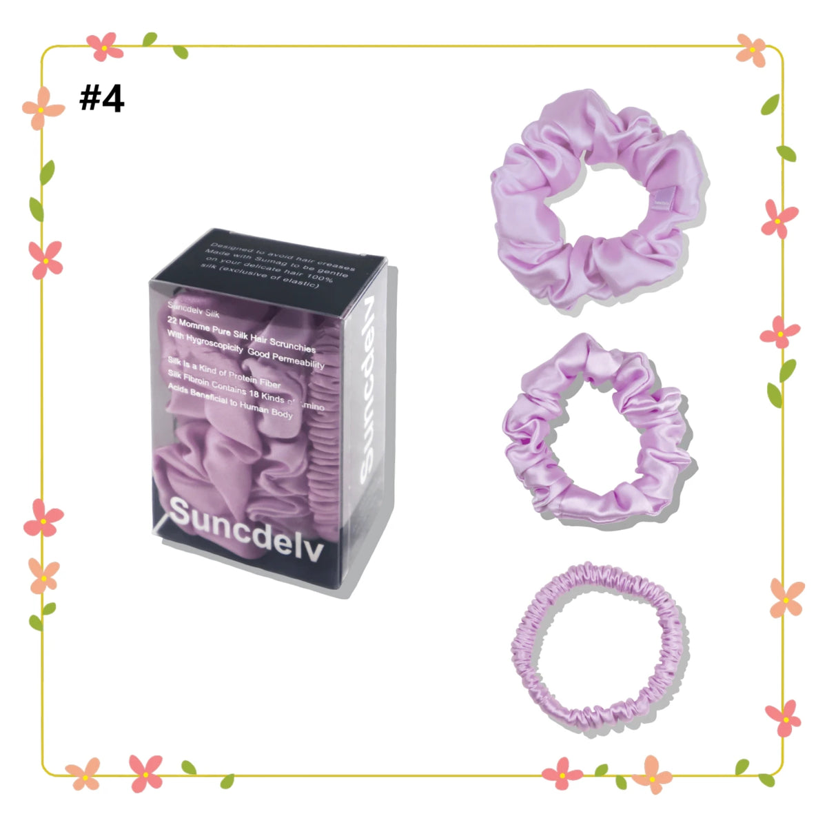 3PCS 100% Pure Silk Hair Scrunchies Set USA 22 Momme High-Quality Hair Bands in 1cm/2cm/3cm Widths