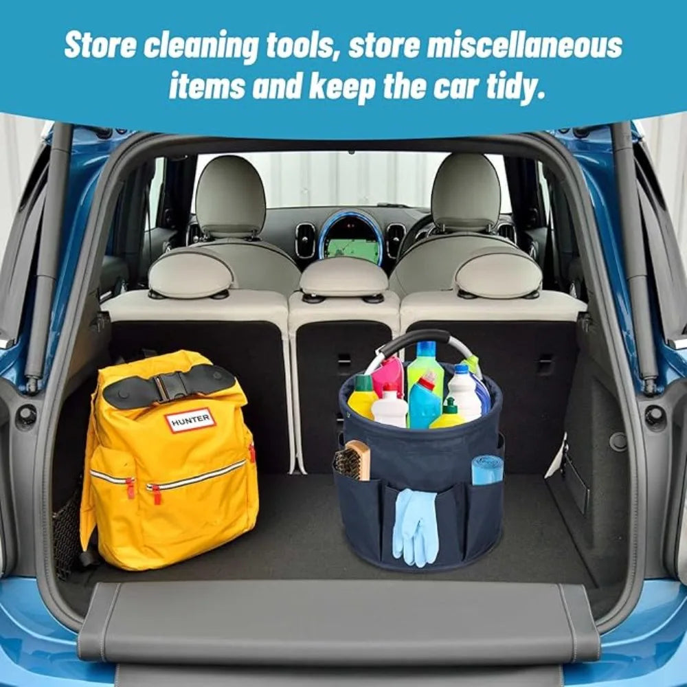 Portable Cleaning Caddy 17L Foldable Cleaning Bucket with Handle Organizer Bag for Towels Cleaning Tools Bathroom Kitchen Home