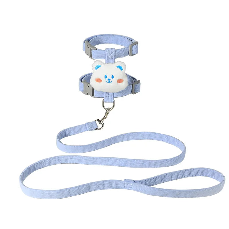 Cartoon canada Doll Backpack Cat Harness Set Plush Toy Vest with Leash Adjustable Escape-Proof Soft Mesh Harness for Small Cats Kitten