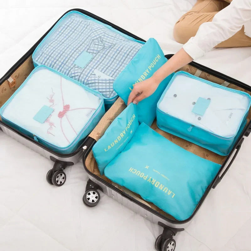 6PCS/Set Travel Storage Bags Canada Pink/Blue/Grey Large Capacity Waterproof Luggage Clothing Underwear Storage Bags with Zipper