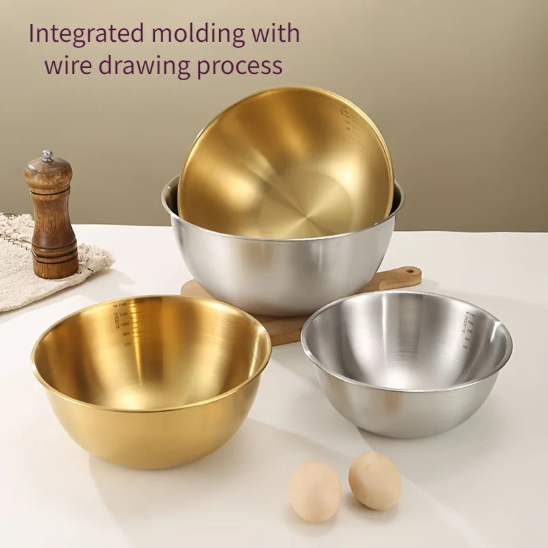3PCS Stainless Steel Mixing Bowls Set Canada Large Salad Bowls Dough Kneading Kitchen Accessories Cocina Accesorios Home Items