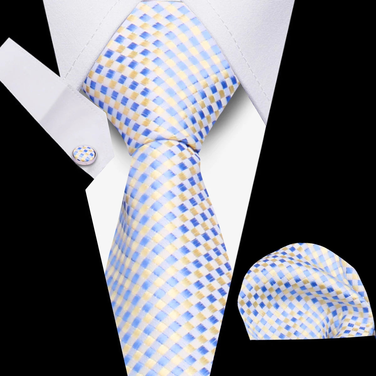 Men’s Business Necktie Set Canada Classic Plaid Cufflinks Handkerchief for Suit Wedding High-Quality 3PCS Tie Set Formal Gravata
