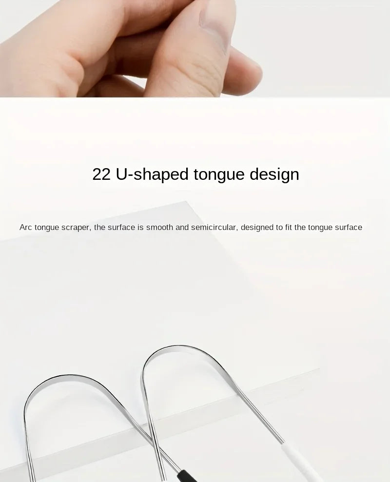 Stainless Steel U-Shaped Tongue Scraper USA Adult Portable Easy-to-Clean Oral Hygiene Tool for Removing Bacteria & Plaque