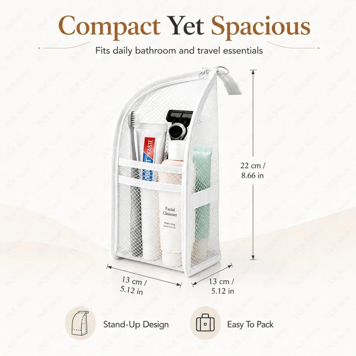 Standing Mesh Toiletry Bag USA Portable EVA Waterproof Travel Foldable Toothbrush Cosmetic Organizer Women Bathroom Storage Pouch
