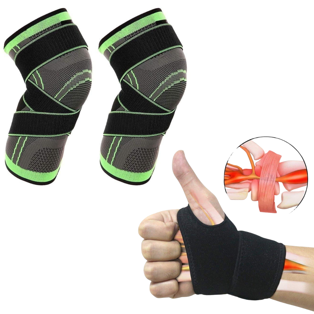 Deals: 1pair Carpal Tunnel Wrist Brace + Knee Support Brace Protector UK - Pair