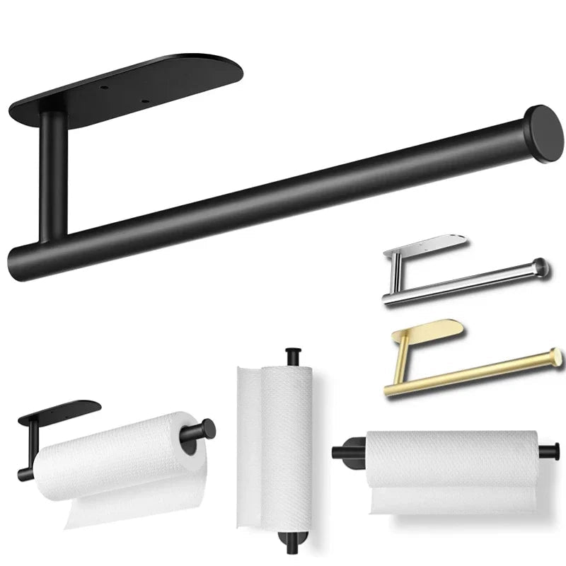 Adhesive Toilet Paper Holder USA Stainless Steel Wall-Mount Kitchen Roll Towel Rack Napkin Dispenser Tissue Hanger - Ammpoure