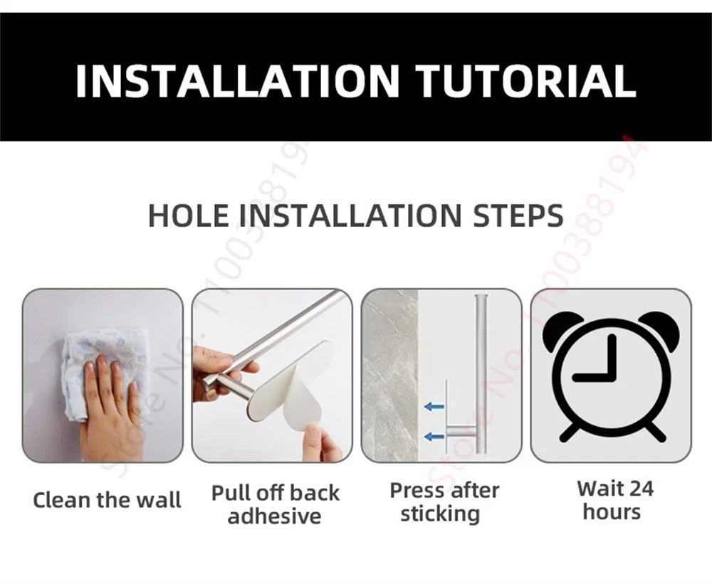 Adhesive Toilet Roll Paper Holder USA Wall-Mount No-Drill Tissue Towel Dispenser Stainless Steel Kitchen Bathroom Organizer Storage Stand - Ammpoure