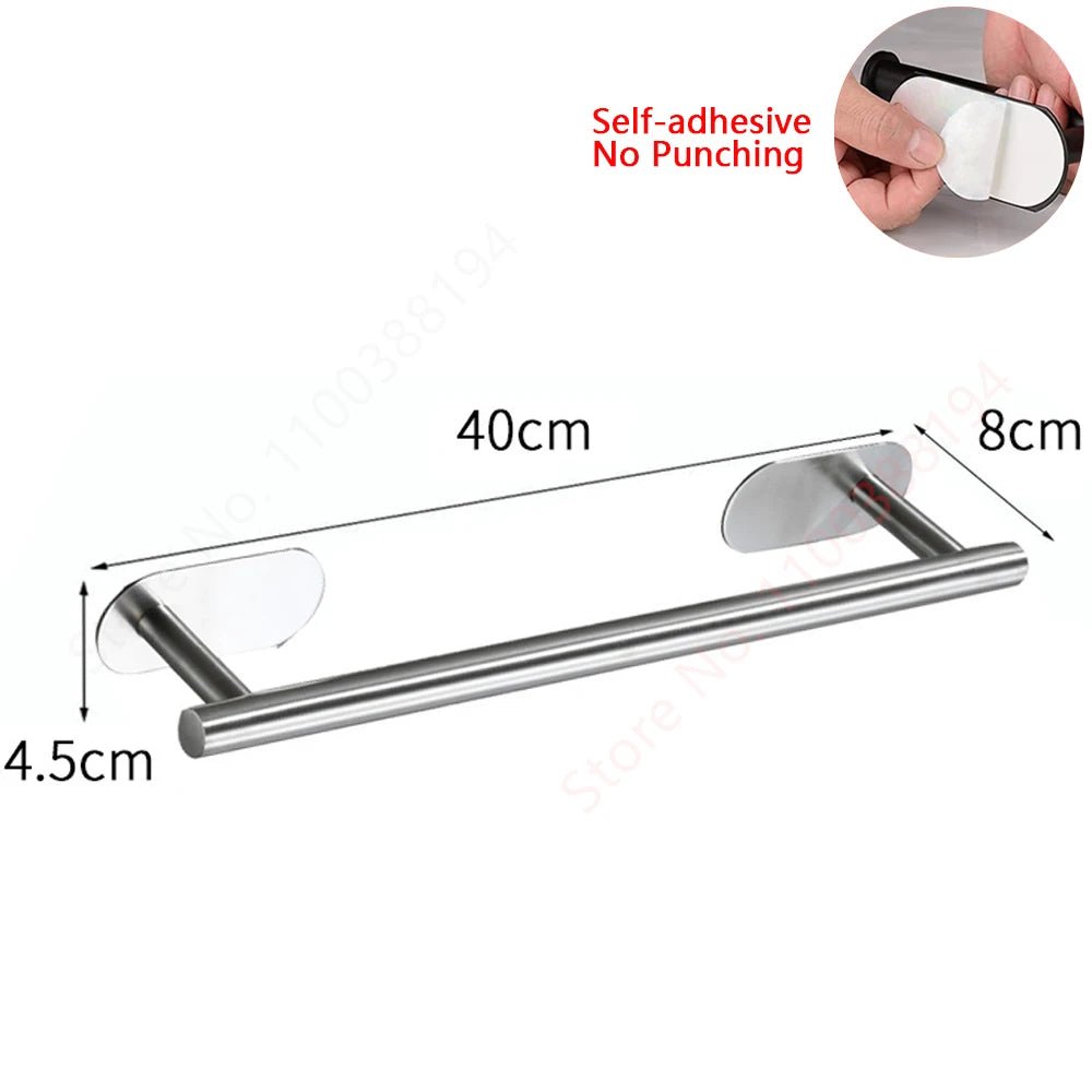 Adhesive Toilet Roll Paper Holder USA Wall-Mount No-Drill Tissue Towel Dispenser Stainless Steel Kitchen Bathroom Organizer Storage Stand - Ammpoure