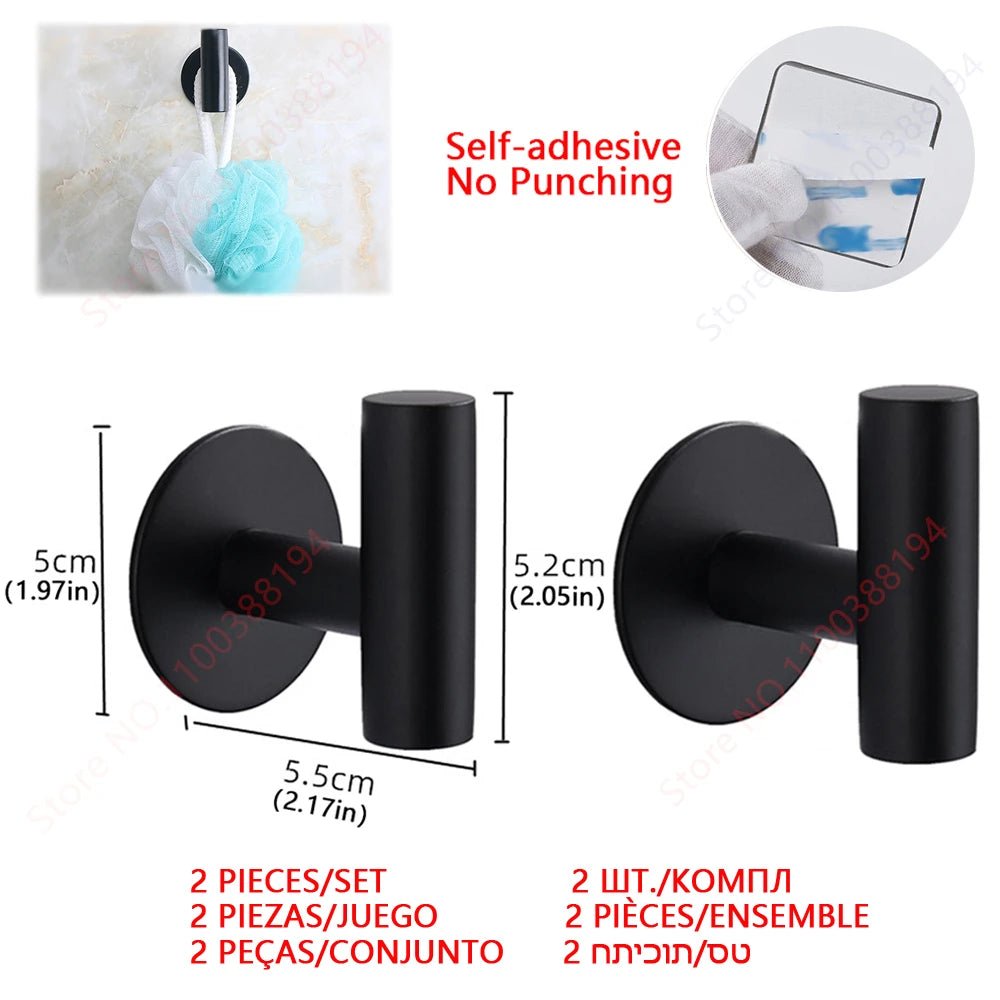Adhesive Toilet Roll Paper Holder USA Wall-Mount No-Drill Tissue Towel Dispenser Stainless Steel Kitchen Bathroom Organizer Storage Stand - Ammpoure