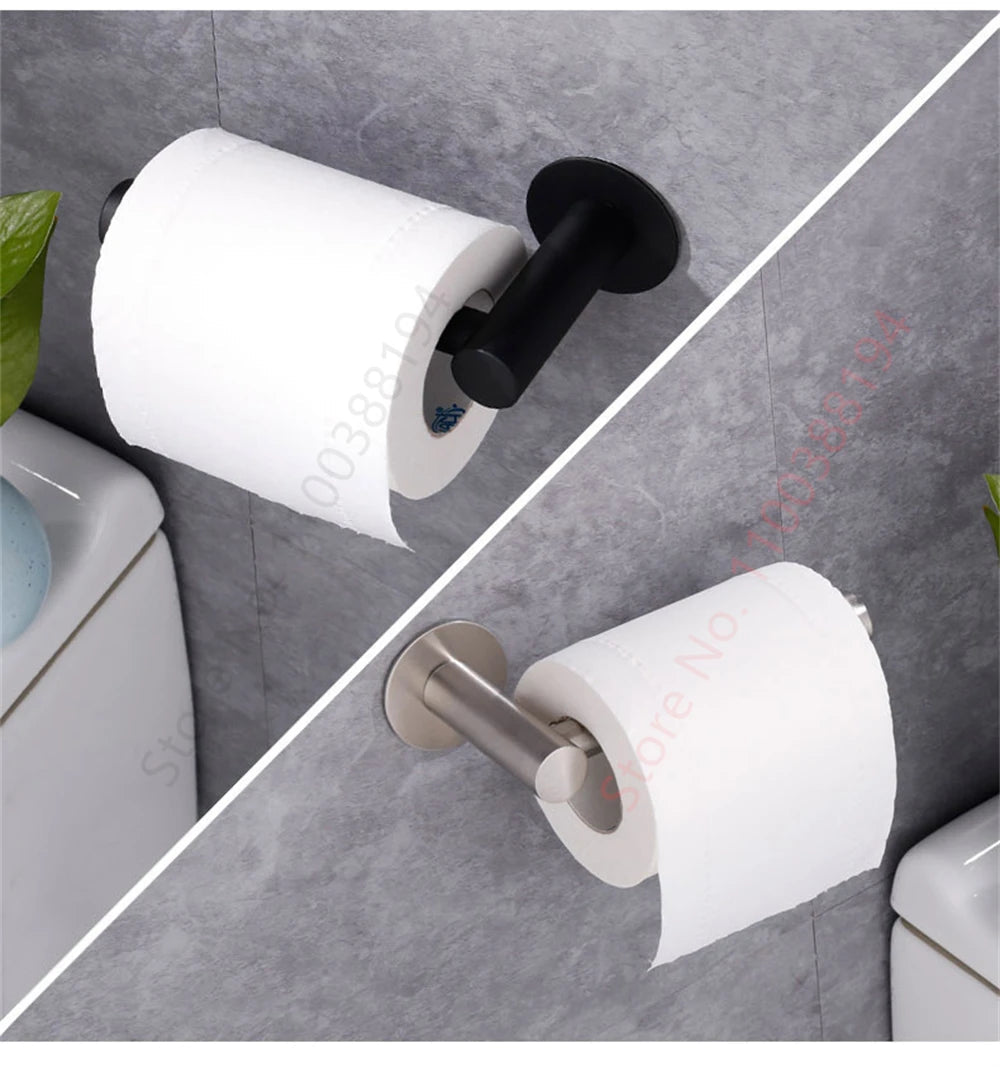 Adhesive Toilet Roll Paper Holder USA Wall-Mount No-Drill Tissue Towel Dispenser Stainless Steel Kitchen Bathroom Organizer Storage Stand - Ammpoure