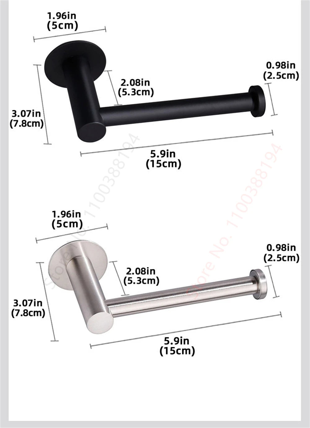 Adhesive Toilet Roll Paper Holder USA Wall-Mount No-Drill Tissue Towel Dispenser Stainless Steel Kitchen Bathroom Organizer Storage Stand - Ammpoure