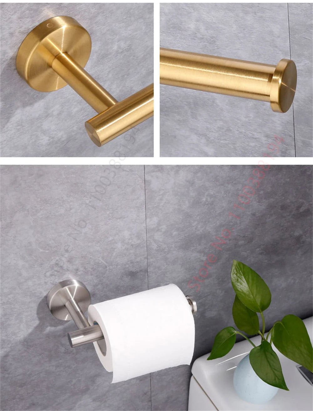 Adhesive Toilet Roll Paper Holder USA Wall-Mount No-Drill Tissue Towel Dispenser Stainless Steel Kitchen Bathroom Organizer Storage Stand - Ammpoure