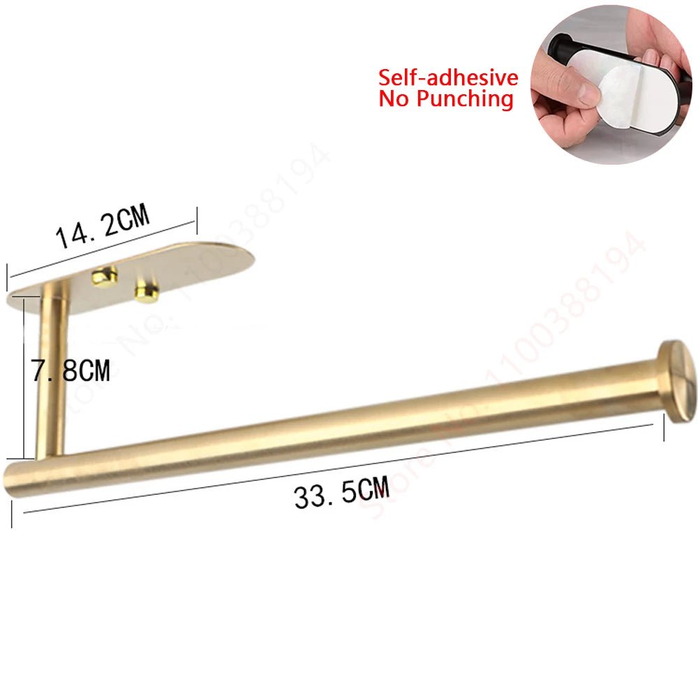 Adhesive Toilet Roll Paper Holder USA Wall-Mount No-Drill Tissue Towel Dispenser Stainless Steel Kitchen Bathroom Organizer Storage Stand - Ammpoure