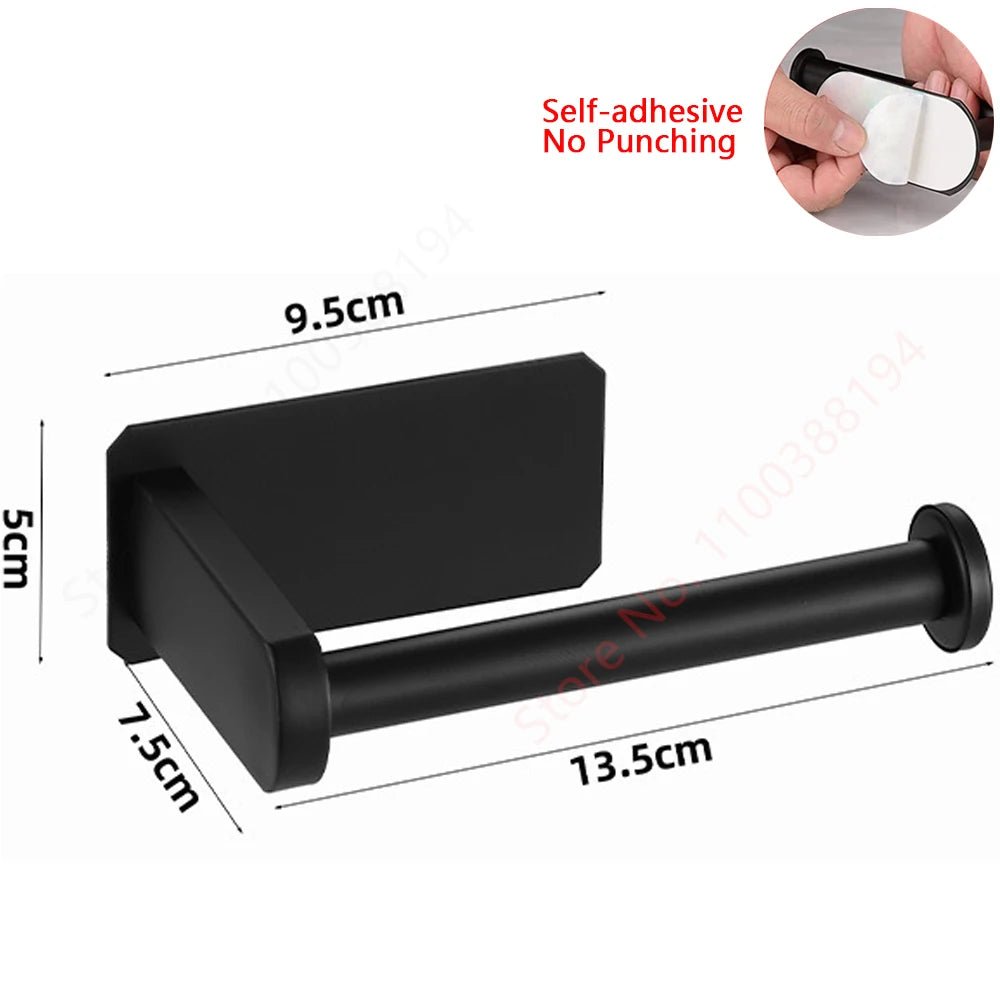 Adhesive Toilet Roll Paper Holder USA Wall-Mount No-Drill Tissue Towel Dispenser Stainless Steel Kitchen Bathroom Organizer Storage Stand - Ammpoure