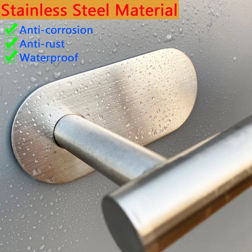 Adhesive Toilet Roll Paper Holder USA Wall-Mount No-Drill Tissue Towel Dispenser Stainless Steel Kitchen Bathroom Organizer Storage Stand - Ammpoure