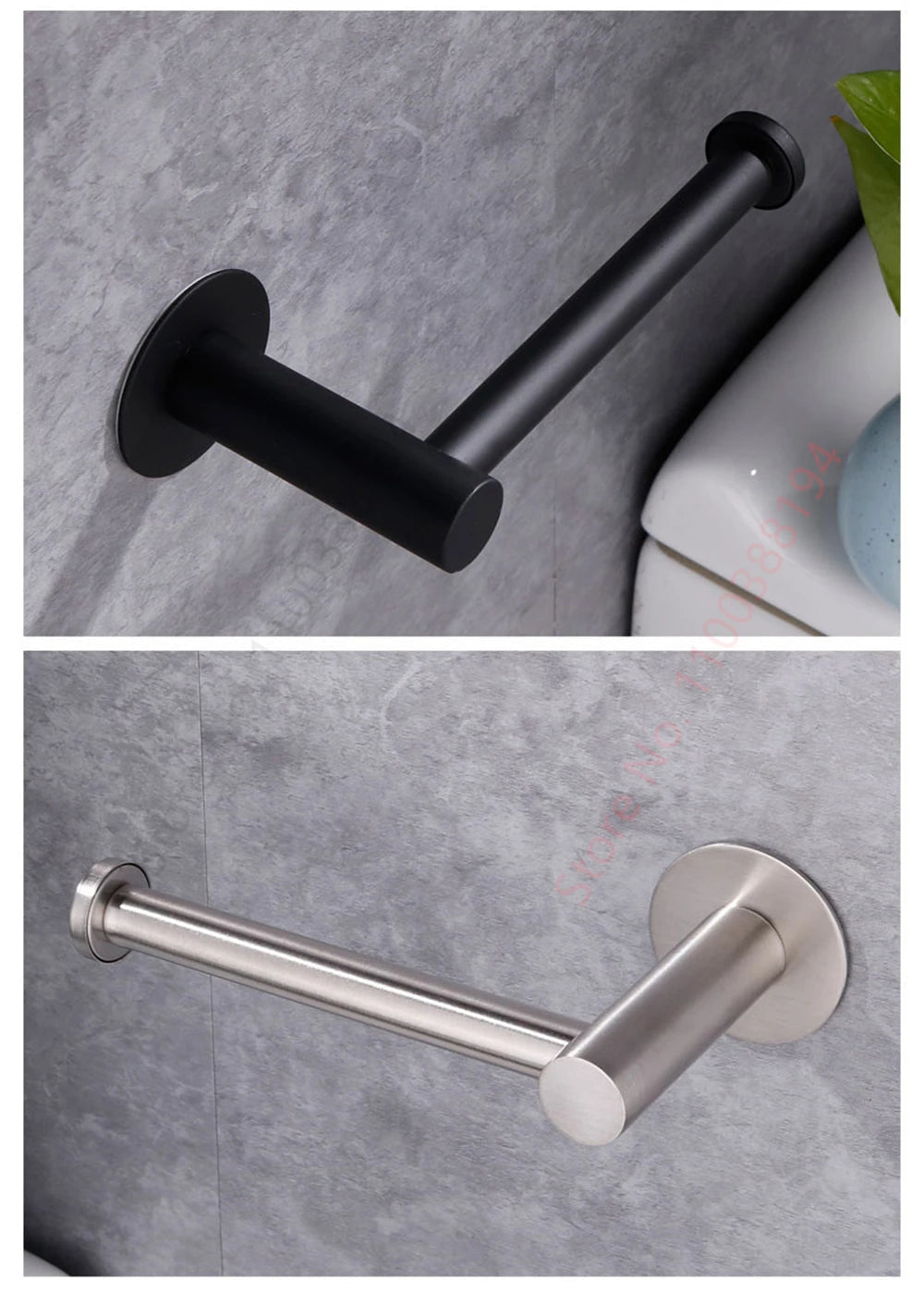 Adhesive Toilet Roll Paper Holder USA Wall-Mount No-Drill Tissue Towel Dispenser Stainless Steel Kitchen Bathroom Organizer Storage Stand - Ammpoure