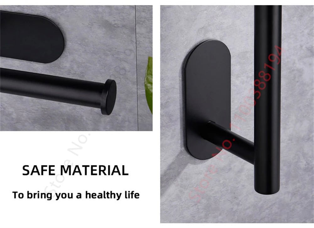 Adhesive Toilet Roll Paper Holder USA Wall-Mount No-Drill Tissue Towel Dispenser Stainless Steel Kitchen Bathroom Organizer Storage Stand - Ammpoure