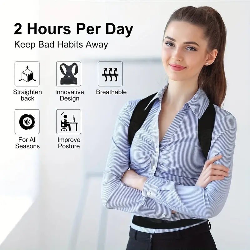 Adjustable Magnetic Therapy Posture Corrector UK and Back Support Brace Belt for Men and Women (S - XXL) - Ammpoure