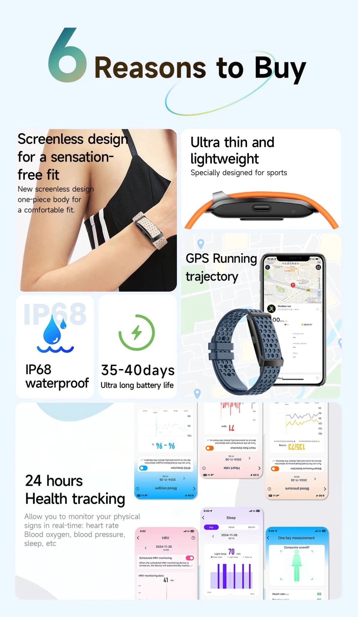 Ai Non - screen Smart Bracelet with Heart Rate Blood Pressure Fitness Tracker Sport Reloj Inteligente 2026 - Ammpoure