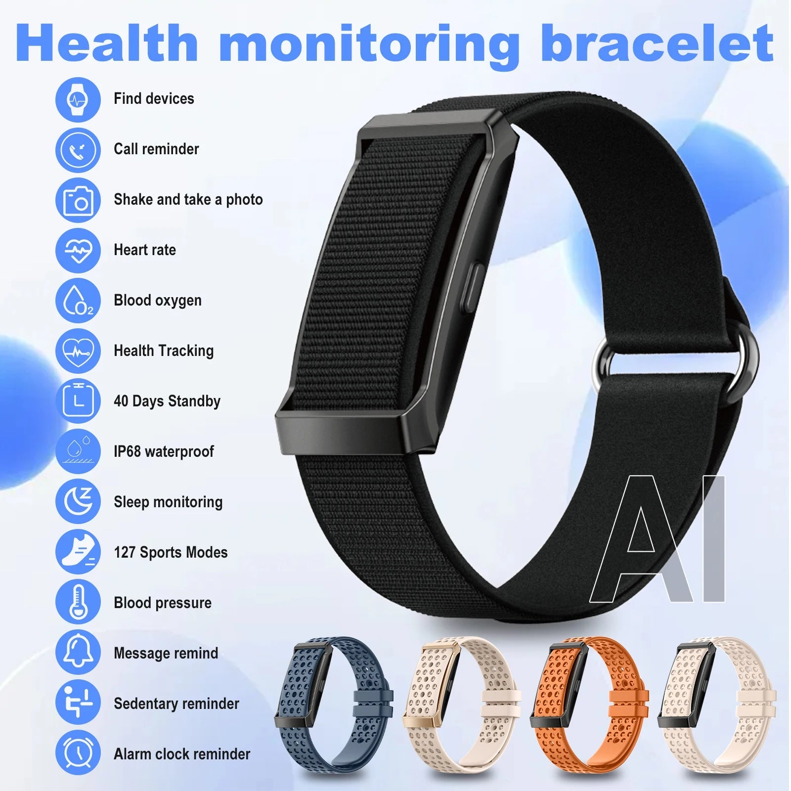 Ai Non - screen Smart Bracelet with Heart Rate Blood Pressure Fitness Tracker Sport Reloj Inteligente 2026 - Ammpoure