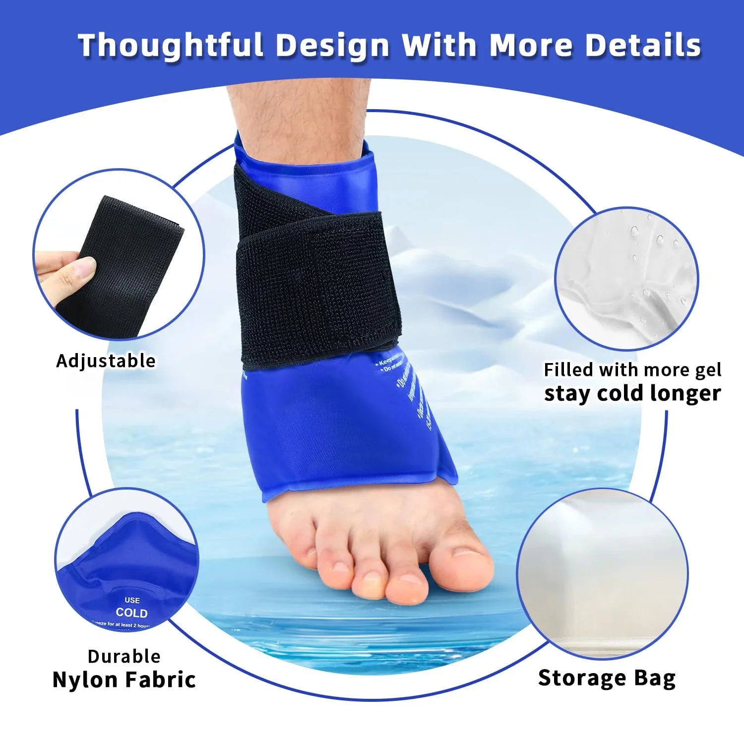 Ankle Brace Ice Pack Wrap For Injuires Hot Cold Therapy Reusable Gel Cold Pack Ankle Support For Pain Relief Sprains - Ammpoure