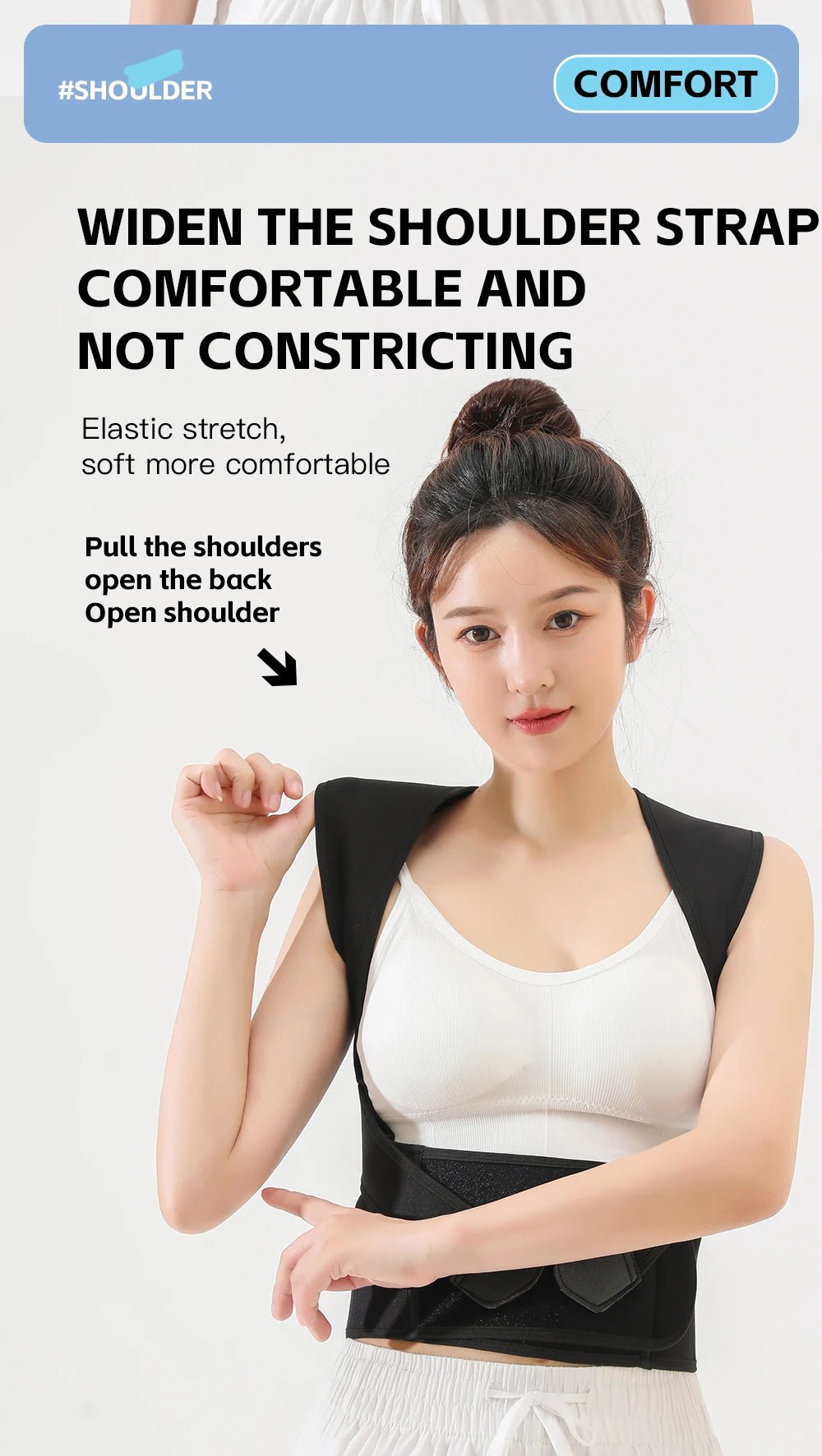 Back Brace Posture Corrector for Women and Men, Shoulder Straightener Adjustable Full Back Support Upper and Lower Pain Relief - Ammpoure